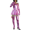 Short Sleeve Short Rosa Shiny Metallic Kleid