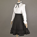 Long Sleeve weiße Bluse und schwarze knielange Rock Cotton Schule Lolita Outfit