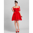 A-line Sweetheart Knee-length Tulle And Satin Cocktail Dress