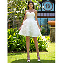 schede / kolom sweetheart rechter trein chiffon kanten bruidsjurk