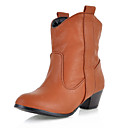 Chic Leatherette Chunky Heel Boots Casual Shoes (More Colors)