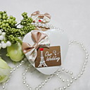 A forma di cuore Tin favore nastro con fiocco (set di 12)