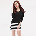 Women's Cotton Splicing Stripe Bodycon Dress