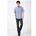 Men's Light Blue Stripes Cotton Short Sleeve Shirt
