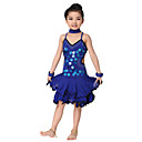 Desempenho dancewear viscose com lantejoulas Latina Vestido Dança para crianças mais cores