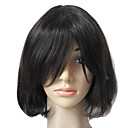 Entera Frente 100% real del pelo humano Negro peluca de pelo corto