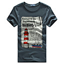 Marcos William cuello redondo Paisaje Print Cotton T Shirt
