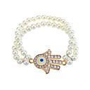 Zirkoon Evil Eye Hand Patroon Pearl Connected armband