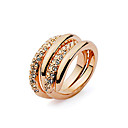 Cz zircon cubique et alliage Anneaux plaqués or 18 carats (Largeur de surface: 19 mm)