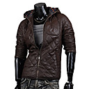 Men's Check Solid Color Hoodie Coat
