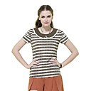 MYWELL Lace Baby Collar Stripes T Shirt