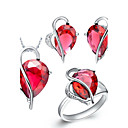 18K Lovable Plated With Crystal Women's Including Pendant Earrings Rings