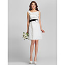 A-line Scoop Knee-length Satin Bridesmaid Dress