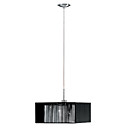 40W Contemporary Pendant Light with Black Fabric Shades Down in Threadiness Design