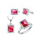 18K Elegant Plated With Crystal Women's Including Pendant Earrings Rings