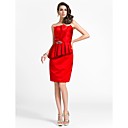 gaine / colonne festonné genou longueur robe de cocktail en satin