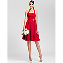 A-line Halter Knee-length Chiffon Bridesmaid Dress