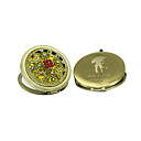 Personalized Rhinestone Flower Chrome Compact Mirror Favor