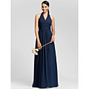 Sheath/Column Halter Floor-length Chiffon Bridesmaid Dress