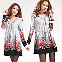 Frauen Ruffle Print A-Linie-Kleid