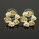 Moda Ouro 18K brincos de cristal banhados (comprimento * largura 1,5 centímetros * 1,5 centímetros)