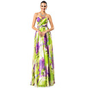 Una línea | Princesa Novia piso-longitud vestido de noche printedchiffon