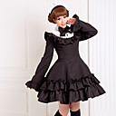 Long Sleeve Knielanger Black Cotton Klassische Schule Lolita Kleid