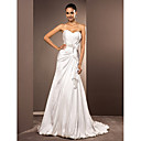 A-line Sweetheart Court Train Satin Chiffon Wedding Dress