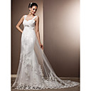 Sheath/Column Straps Court Train Tulle Wedding Dress
