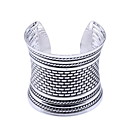 Vintage Silver Plated Geometric Pattern Bangle Cuff