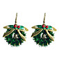 Christmas Grass Ring gold Plated Fabric Earrings